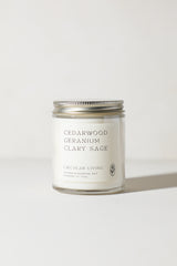 Soy Wax Candle, Cedarwood Geranium Clary Sage