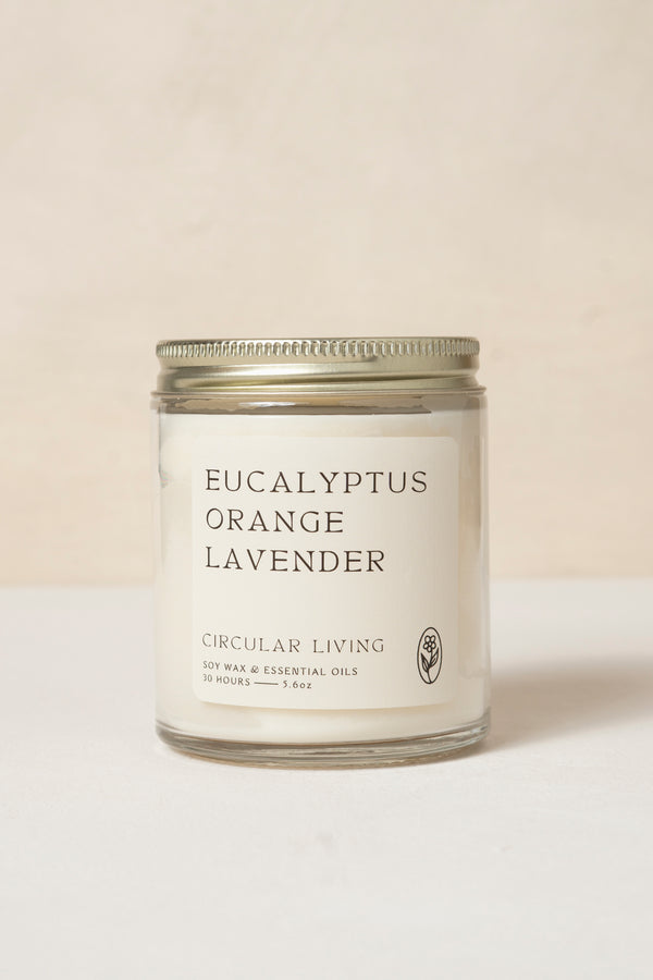 Soy Wax Candle, Eucalyptus Orange Lavender