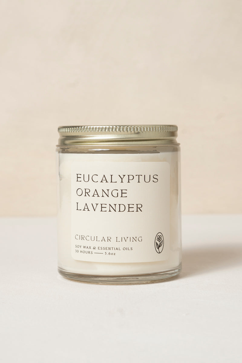 Soy Wax Candle, Eucalyptus Orange Lavender