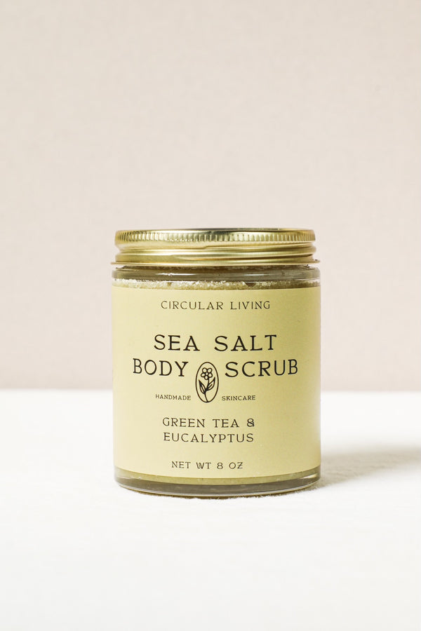 Sea Salt Body Scrub, Green Tea & Eucalyptus