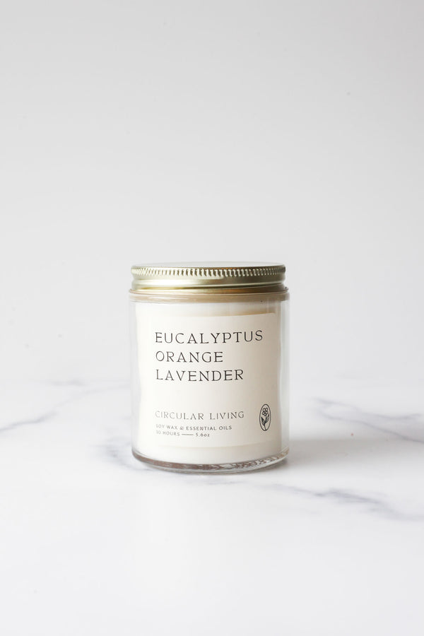 Soy Wax Candle, Eucalyptus Orange Lavender